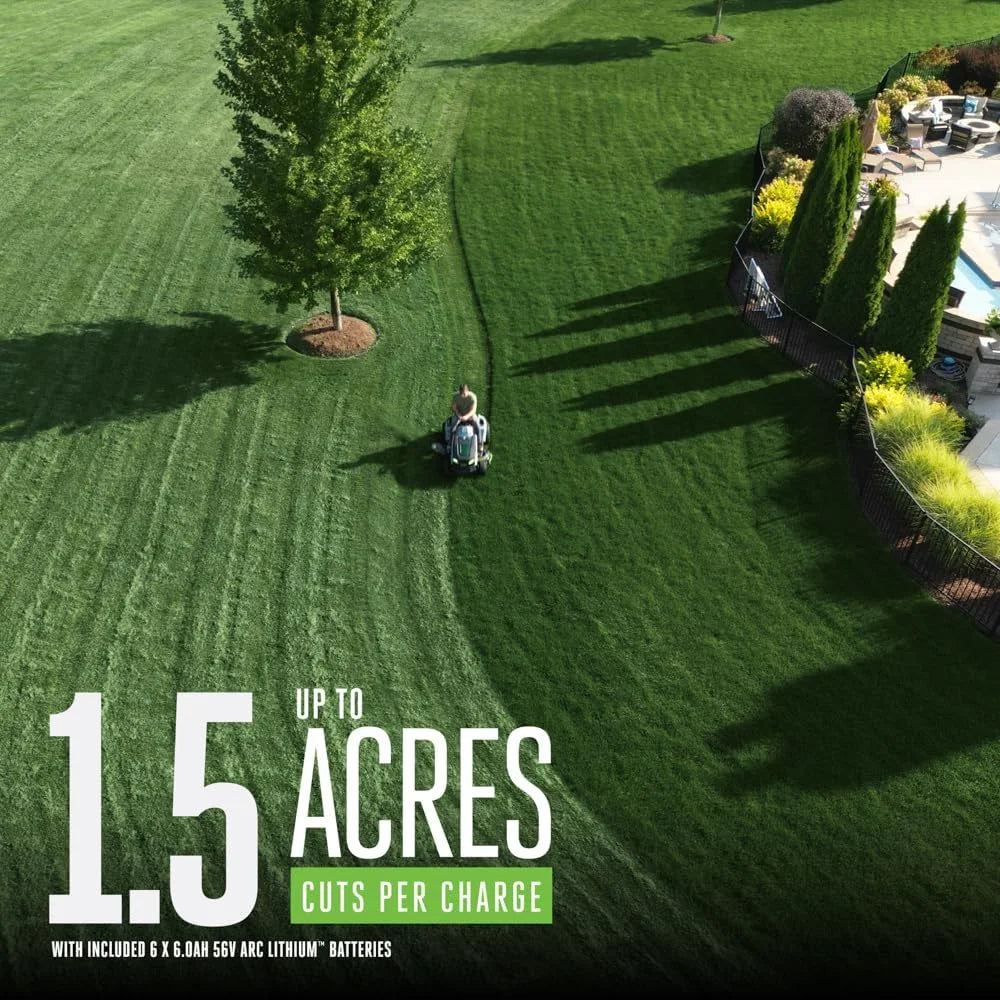 EGO POWER+ Electric Riding Lawn Mower, 42" Deck Cordless Tractor, Includes (6) 56V 6.0Ah Batteries and Charger - TR4204