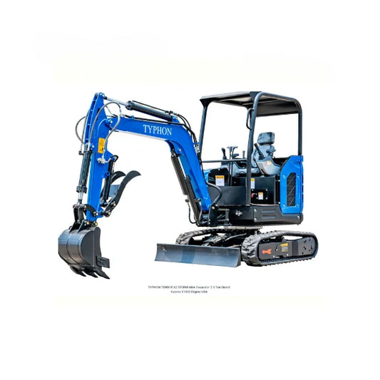 TYPHON TERROR X2 STORM Mini Excavator with Kubota V1505 Engine, 2.5 Ton, Diesel