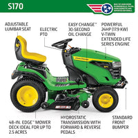 John Deere S170 48-in 24 -HP V-twin Gas Riding lawn mower