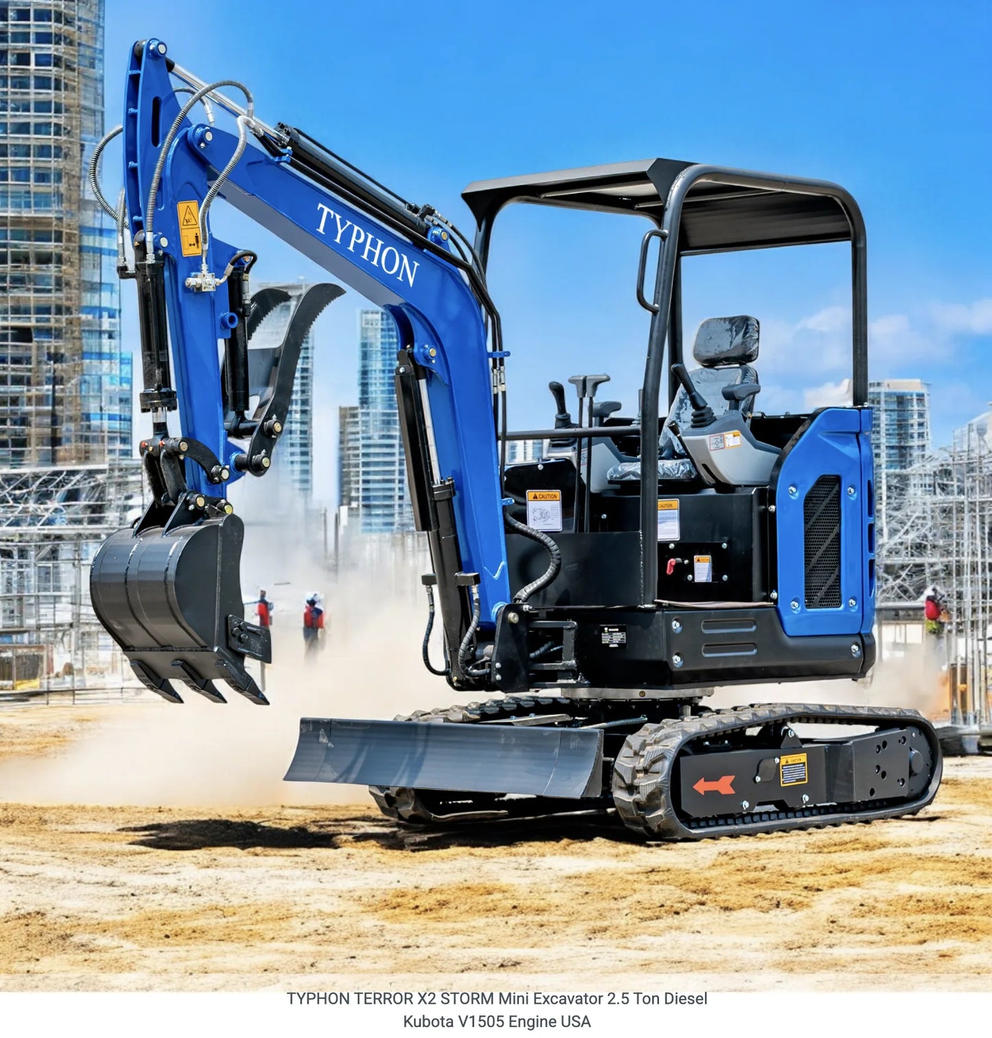 TYPHON TERROR X2 STORM Mini Excavator with Kubota V1505 Engine, 2.5 Ton, Diesel