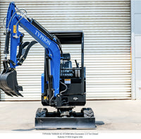 TYPHON TERROR X2 STORM Mini Excavator with Kubota V1505 Engine, 2.5 Ton, Diesel