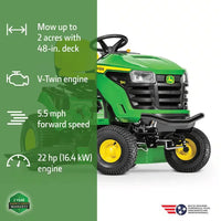 John Deere S140 48 in. 22 HP V-Twin Gas Hydrostatic Riding Lawn Mower